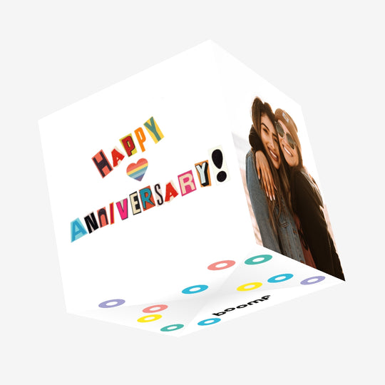 Happy Anniversary Rainbow Heart Confetti-exploding Greetings Card
