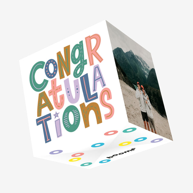 Congratulations Typography Confetti-exploding Greetings Card