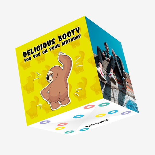 Happy Birthday Sloth Booty Confetti-exploding Greetings Card