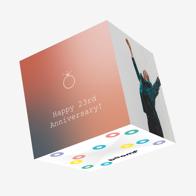 Happy 23rd Anniversary Diamond Ring Confetti-exploding Greetings Card