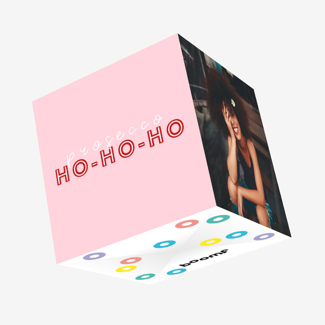 Prosecco Ho-Ho-Ho Christmas Confetti-exploding Greetings Card