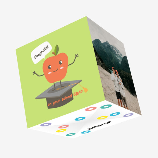 Cute Apple School Graduation Confetti-exploding Greetings Card