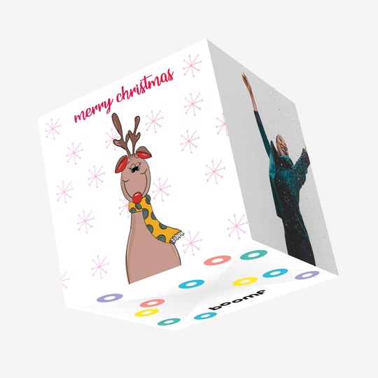 Merry Christmas Funny Deer Confetti-exploding Greetings Card
