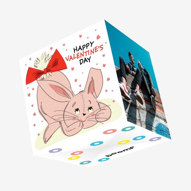 Happy Valentine's Day Adorable Bunny Confetti-exploding Greetings Card