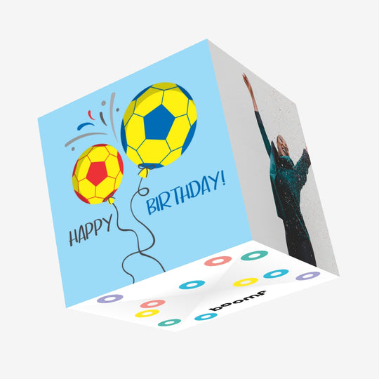 Happy Birthday Football Balloons Confetti-exploding Greetings Card