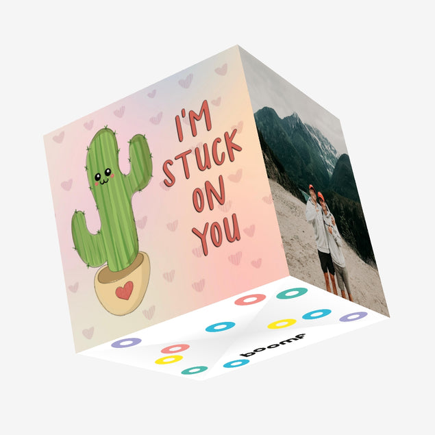 I'm Stuck On You Cute Cactus Valentine's Day Confetti-exploding Greetings Card