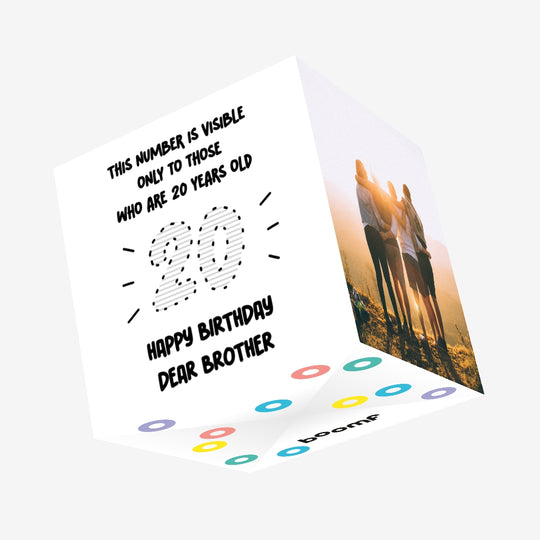 Visible Number To Those Who Are 20 Happy Birthday Brother Confetti-exploding Greetings Card