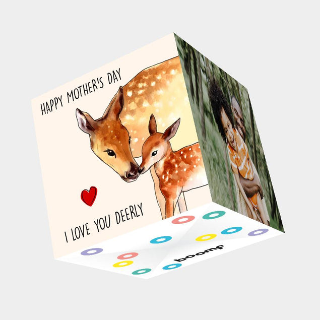 I Love You Deerly Bomb 3D Cube Card