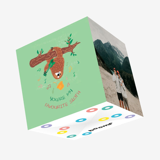 You're My Favourite Sloth Green Confetti-exploding Greetings Card