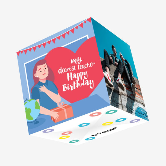 My Dearest Teacher Happy Birthday Confetti-exploding Greetings Card