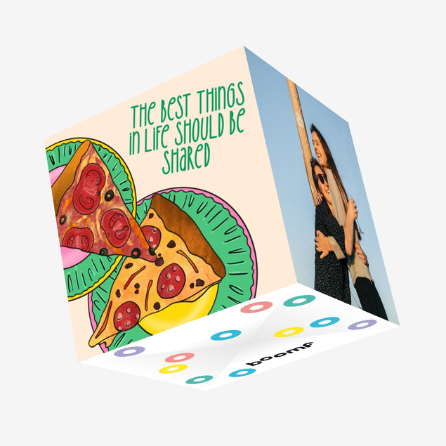 Pizza Is Best Shared Friendship Confetti-exploding Greetings Card