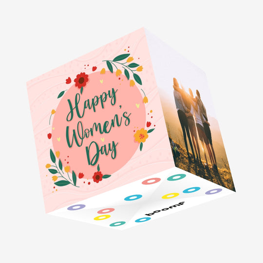 Red Flowers International Women's Day Confetti-exploding Greetings Card