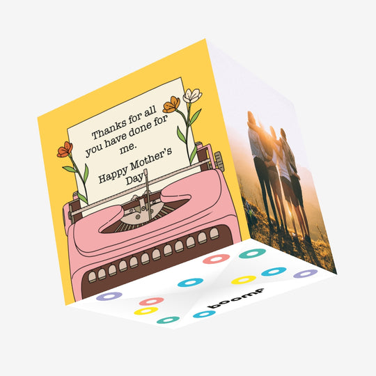 Thanks For All You Have Done For Me Typewriter Mother's Day Confetti-exploding Greetings Card