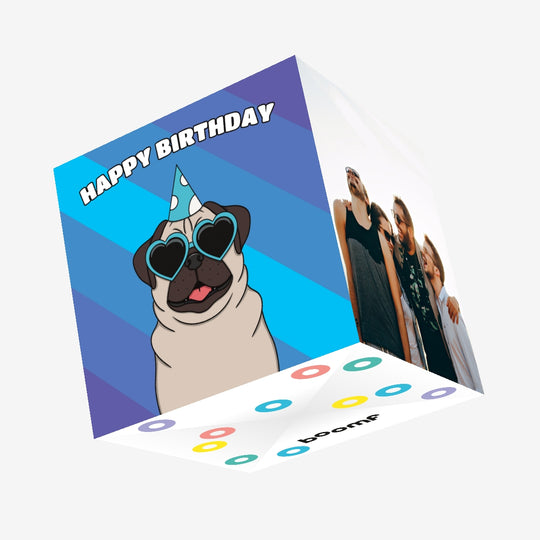 Cool Pug Dog Birthday Confetti-exploding Greetings Card