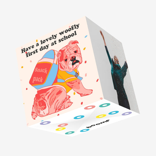 Woofly First Day At School Confetti-exploding Greetings Card