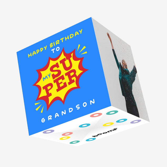 Happy Birthday To My Super Grandson Confetti-exploding Greetings Card