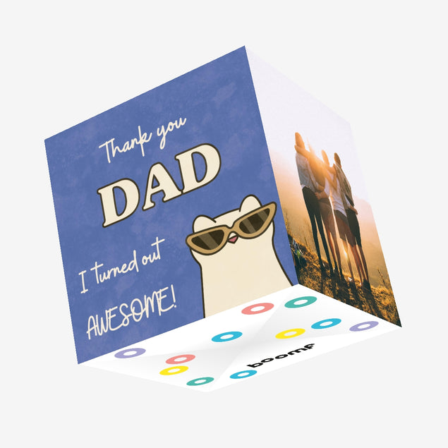 Thank You Dad Awesome Cat Confetti-exploding Greetings Card