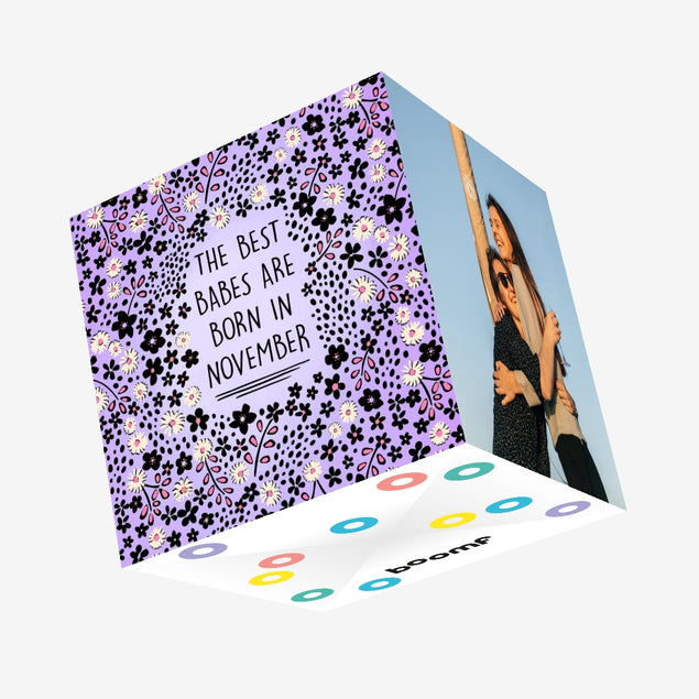 The Best Babes Are Born In November Purple Flowers Birthday Confetti-exploding Greetings Card
