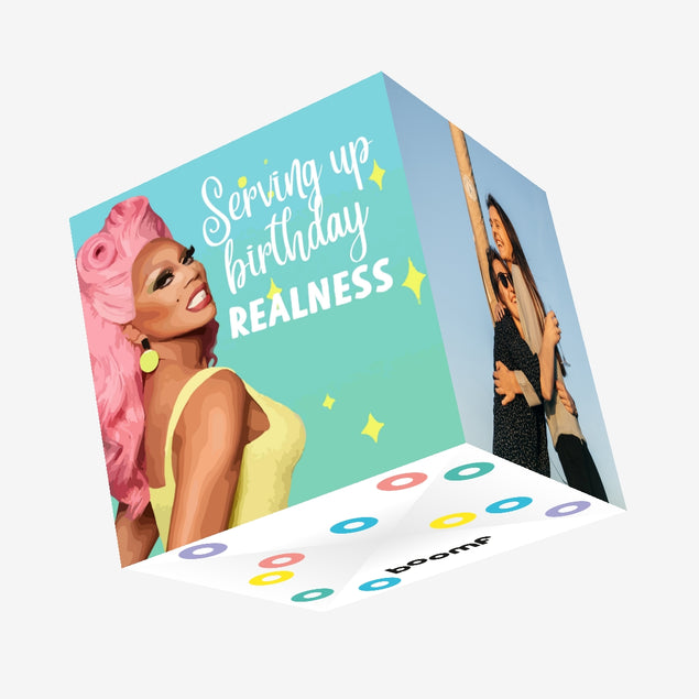 Ru Paul Serving Up Birthday Realness Confetti-exploding Greetings Card