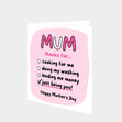 Mum Thanks For...Card