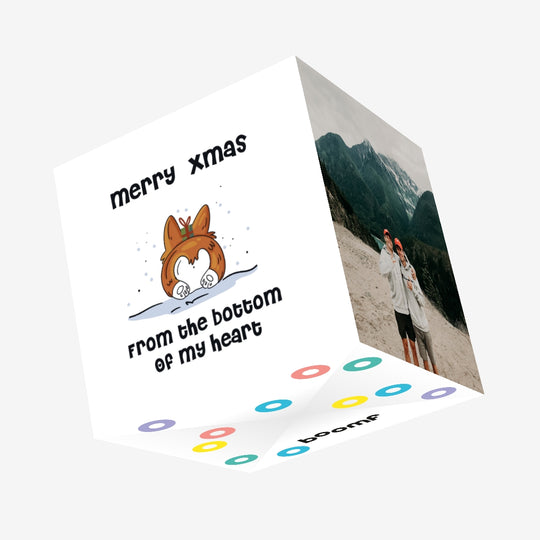 Merry Christmas From The Bottom Of My Heart Corgi Butt Confetti-exploding Greetings Card