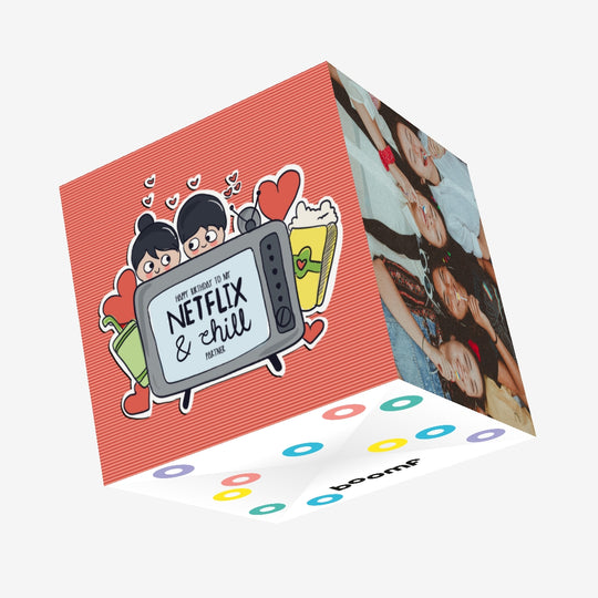 Netflix And Chill Partner Happy Birthday Confetti-exploding Greetings Card