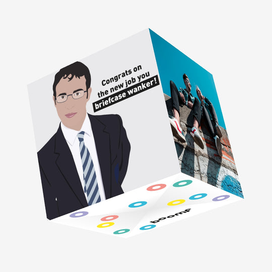 Congrats On The New Job Briefcase Wanker Will Inbetweeners Confetti-exploding Greetings Card