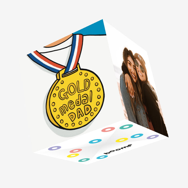 Gold Medal Dad Confetti-exploding Greetings Card