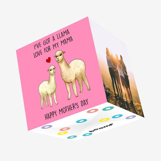 I've Got A Llama Love For My Mama Confetti-exploding Greetings Card