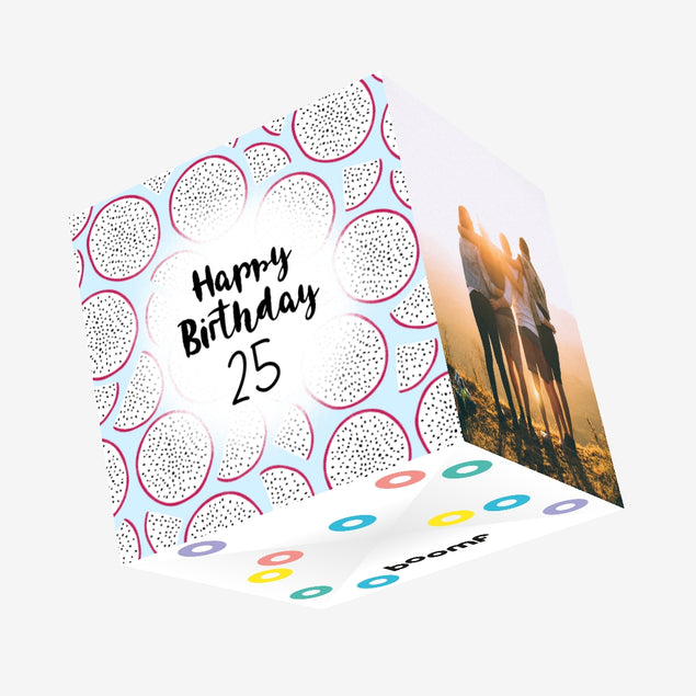 Blue Dragon Fruit Happy 25th Birthday Confetti-exploding Greetings Card