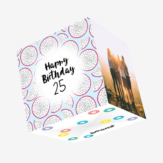 Blue Dragon Fruit Happy 25th Birthday Confetti-exploding Greetings Card