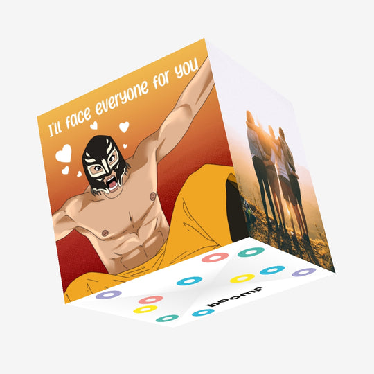 I'll Face Everyone For You Wrestler Valentine's Day Confetti-exploding Greetings Card