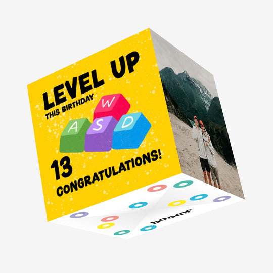 Level Up This Birthday Happy 13th Birthday Confetti-exploding Greetings Card