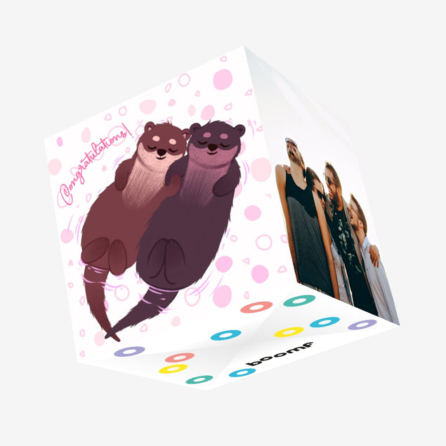Congratulations Otter Couple Confetti-exploding Greetings Card