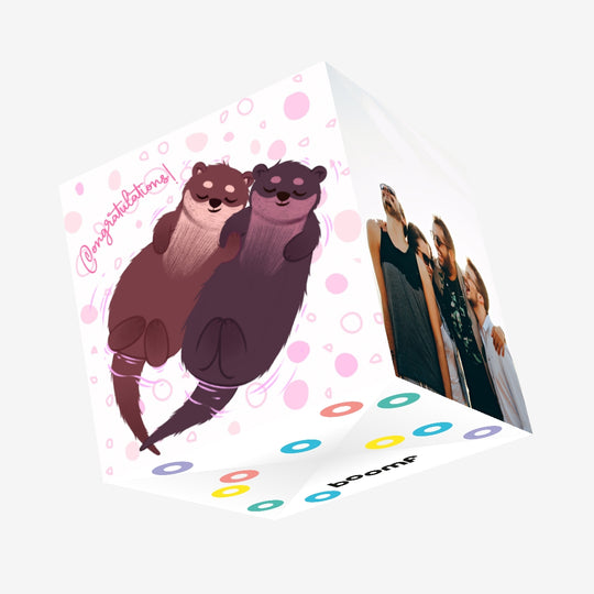 Congratulations Otter Couple Confetti-exploding Greetings Card