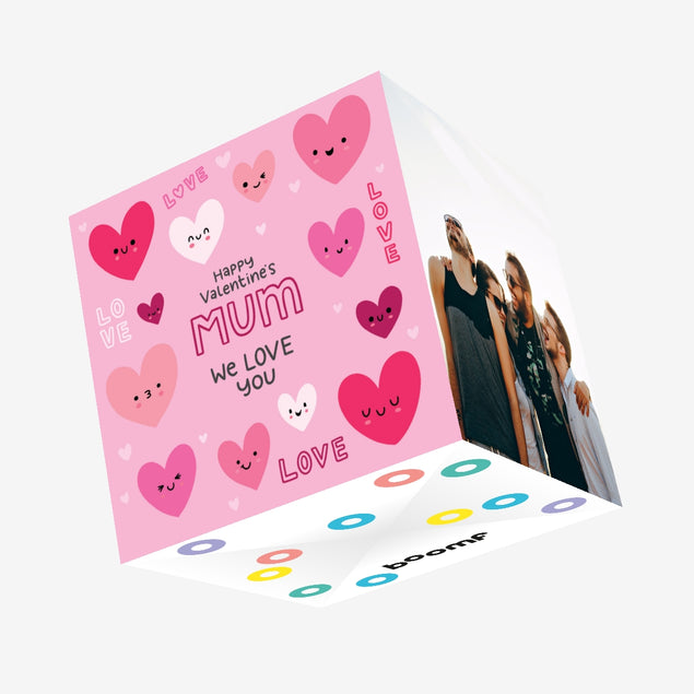 Happy Valentine's Mum Cute Hearts Confetti-exploding Greetings Card