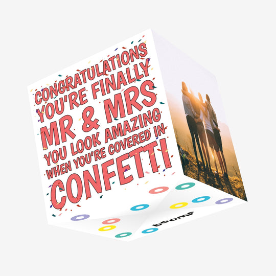 Wedding Confetti Mr Mrs Confetti-exploding Greetings Card