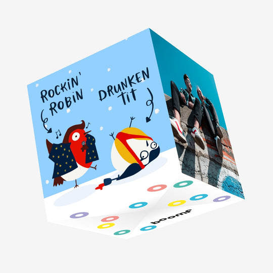 Rockin' Robin And Drunken Tit Christmas Confetti-exploding Greetings Card