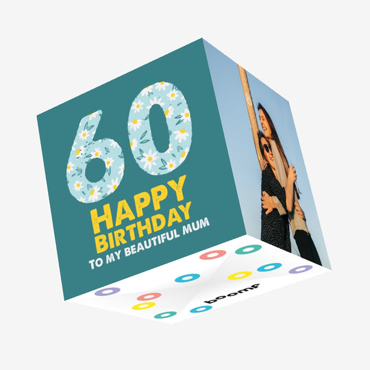 Cute Daisies Happy 60th Birthday Mum Confetti-exploding Greetings Card