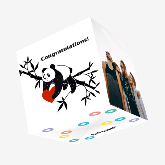 Black Panda With Heart Congratulations Confetti-exploding Greetings Card