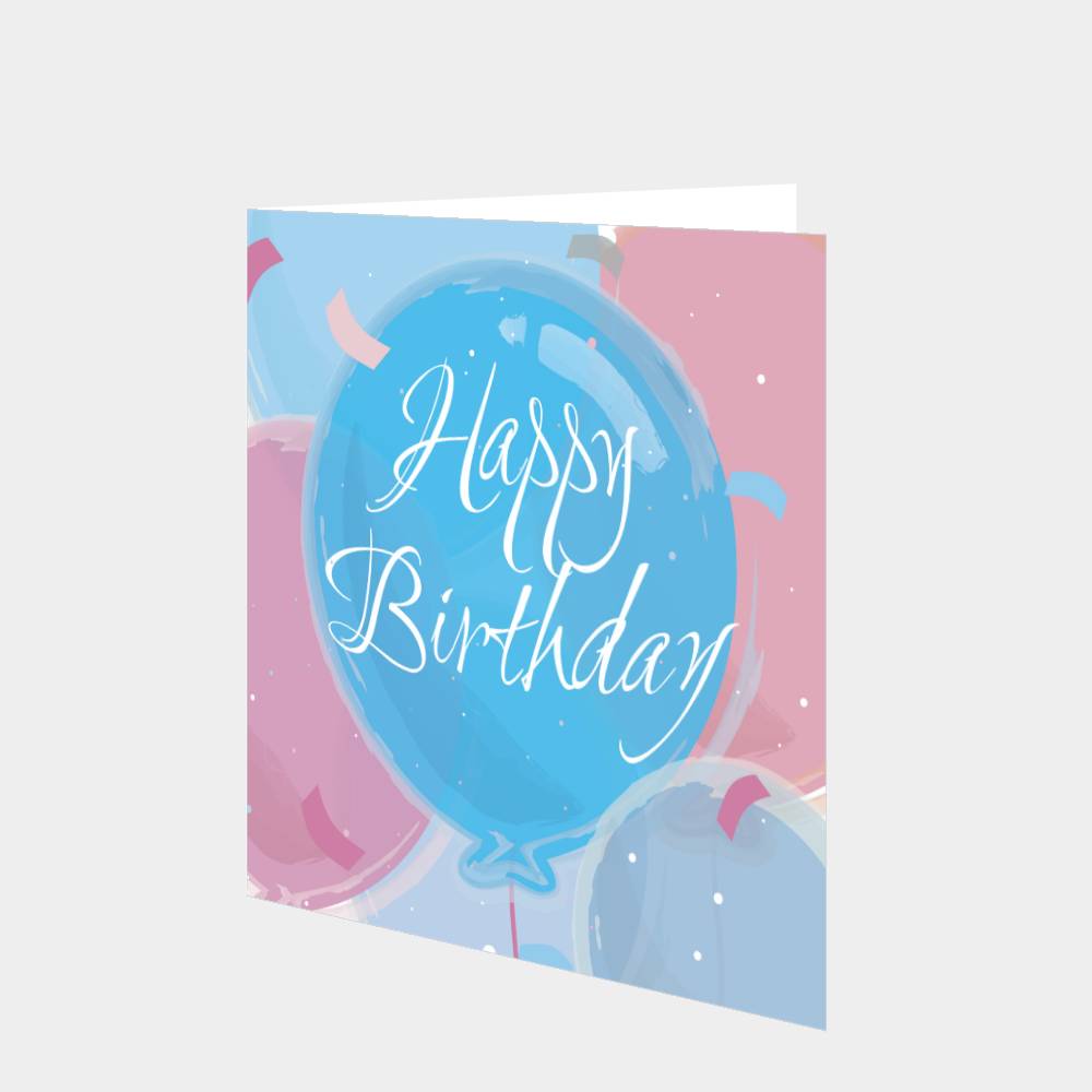 Happy Birthday Blue Balloon Card – Boomf