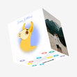 Yellow Llama On The Blue Background Happy Birthday Confetti-exploding Greetings Card