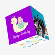 Llama With Cake Happy Birthday Confetti-exploding Greetings Card