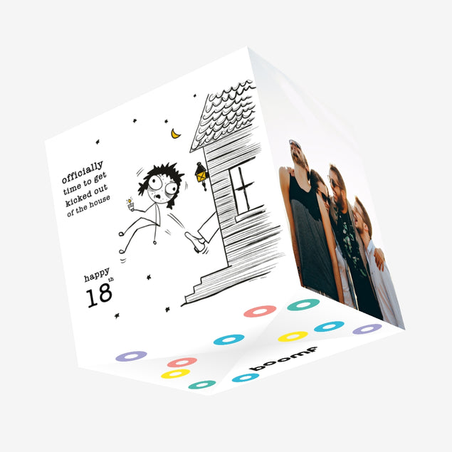 Happy 18th Birthday Time To Get Kicked Out Of The House Confetti-exploding Greetings Card