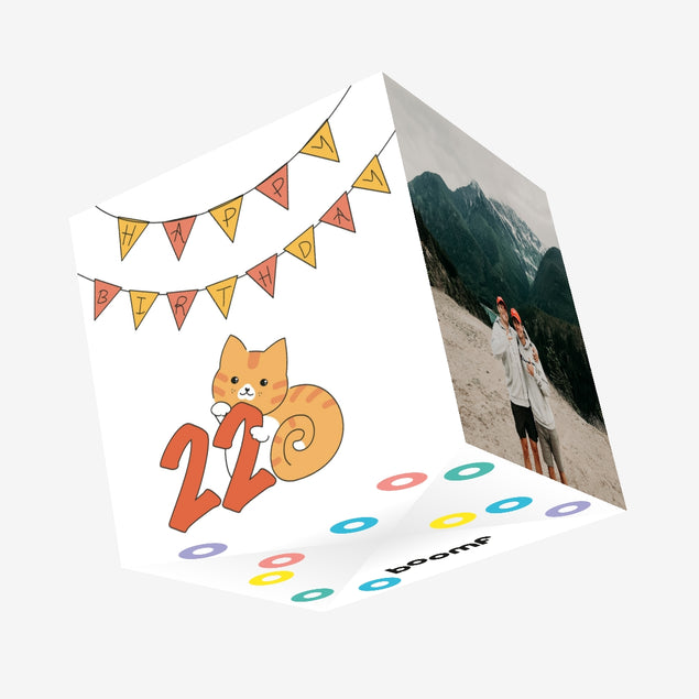 Birthday Cat 22 Confetti-exploding Greetings Card