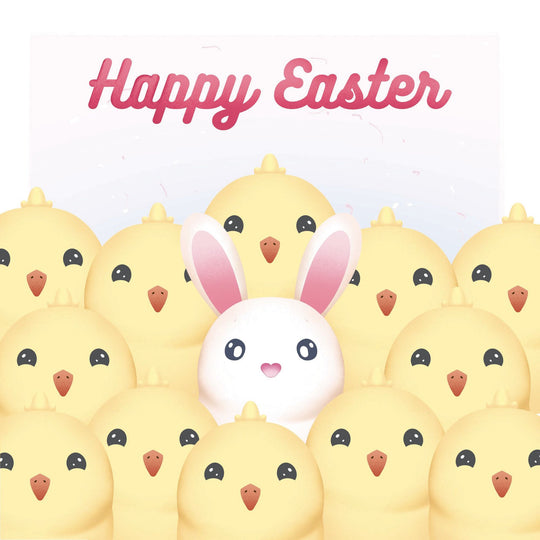 Cute Bunny And Chicks Easter Card
