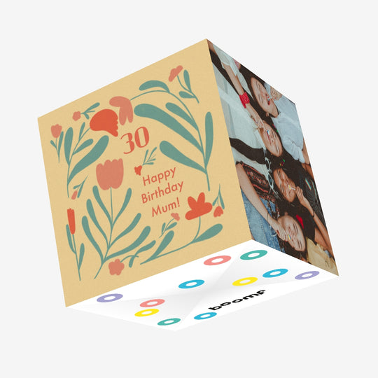 Vintage Flowers Happy 30th Birthday Mum Confetti-exploding Greetings Card