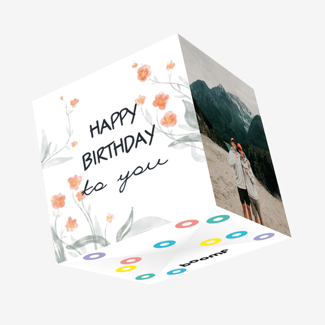 Cute Flowers Happy Birthday Confetti-exploding Greetings Card