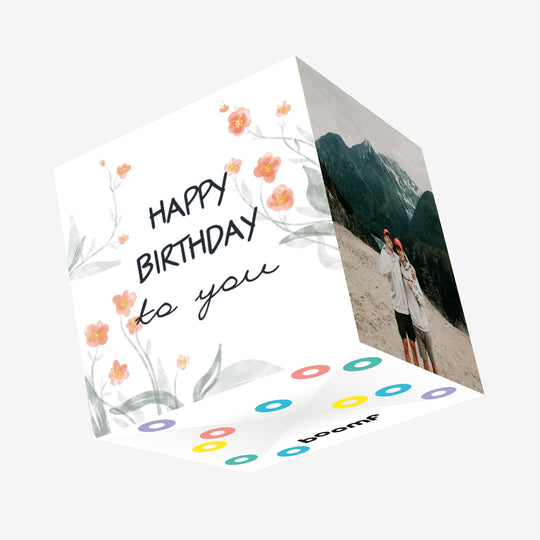 Cute Flowers Happy Birthday Confetti-exploding Greetings Card