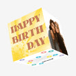 Happy Birthday Yellow Water Color Confetti-exploding Greetings Card